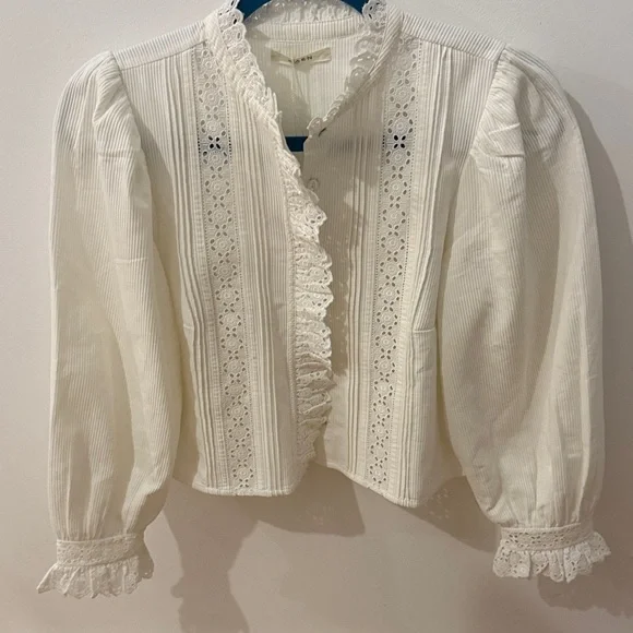 DÔEN Vermont ribbed broderie anglaise cotton shirt - Picture 3 of 16